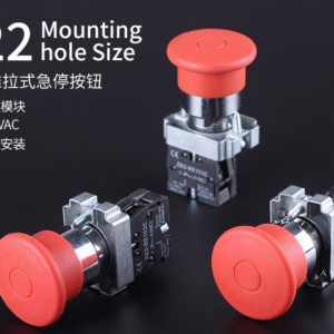 B2BS542C急停按钮开关 常闭蘑菇头紧急停止旋钮旋转复位2 20V